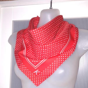 Polka Dot RED SCARF Small  Square Geometric Scarf White Grey Dots Neck Wrap Headband Hair Tie Bag Decor Jacket Accessories Unique Gift Her