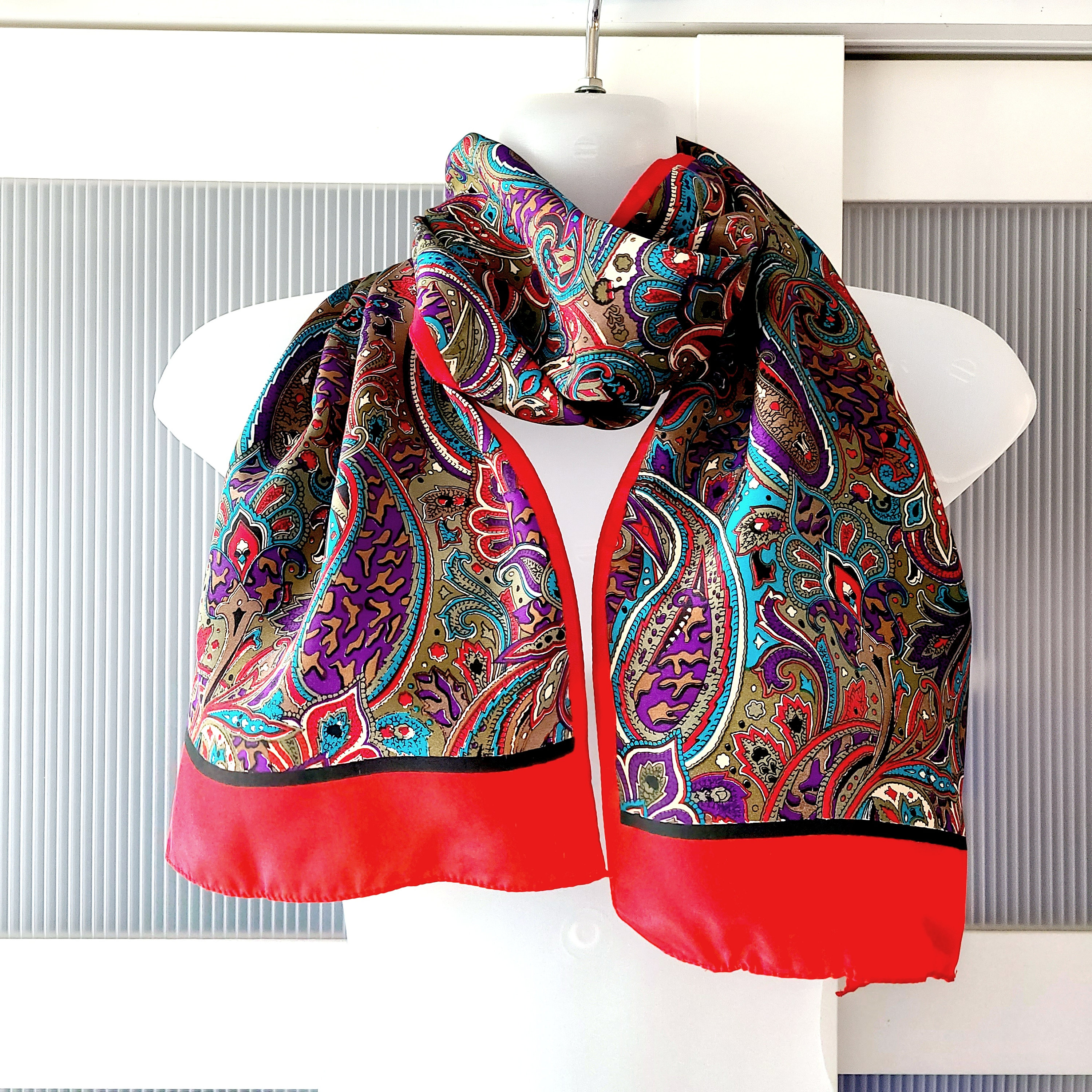 Paisley Silk Scarf: Multicolored Oriental Design Fashion 