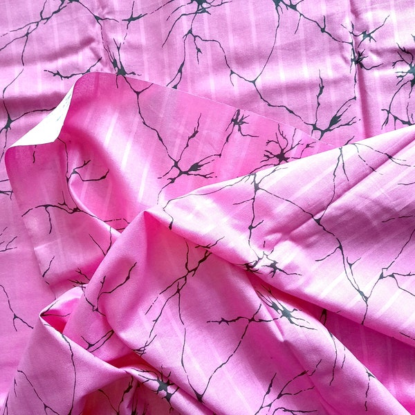 Pink Fabric By a Half Yard Hot Pink Abstract Vintage Geometric Lined Camo Print Scarf Bandana Wrap Quilting Panel Sewing Crafts Best Gifts
