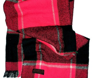Red and Black Plaid Scarf Neck Wrap Tartan Scottish Design Red Checkered Scarf Men Women Lumberjack Jacket Coat Accessories Unique Gifts