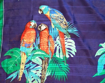 Parrots Gifts LARGE SQUARE SCARF Exotic Birds Multicolored Teal Blue Green Orange Red Yellow Purple Head Scarf Shoulder Wrap Home Decor Gift