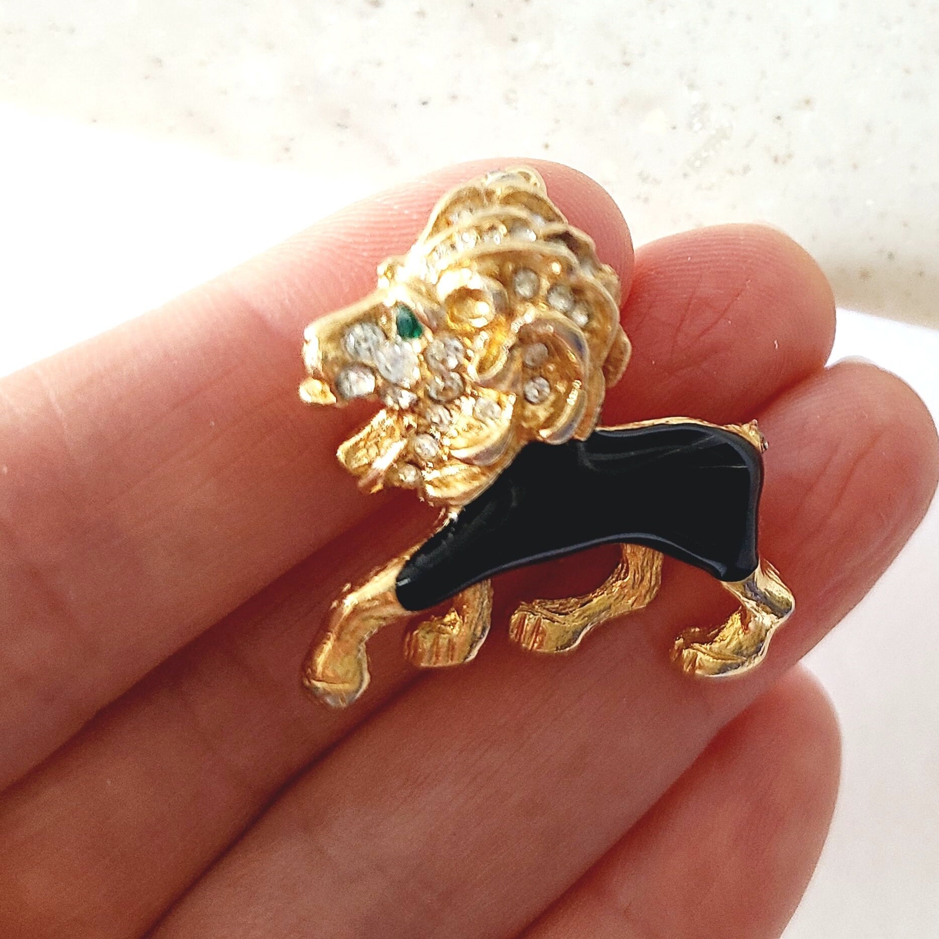 Gold Emerald Lion - Etsy