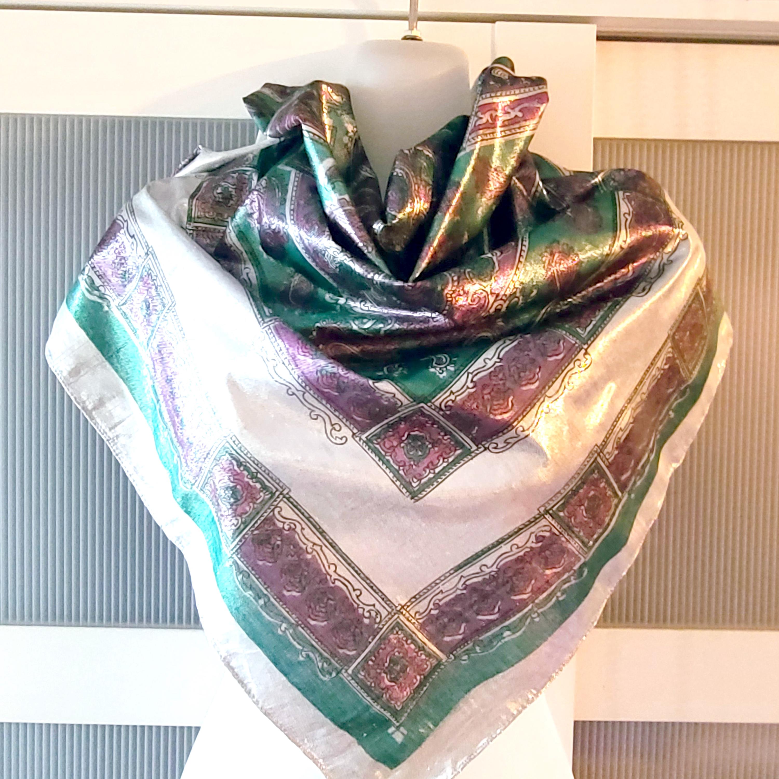 Elegant Teal & Purple Paisley Women\'s Neck Accessory with Jewel Accents Wisteria Paisley Neck Scarf – Late Sunday Afternoon main image 2