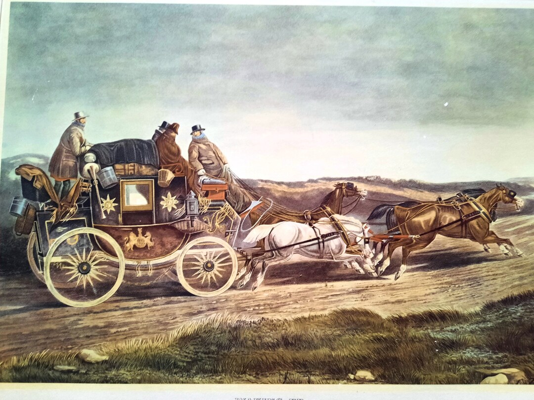 Vintage Stagecoach Horses Placemat Art Print by Charles Cooper