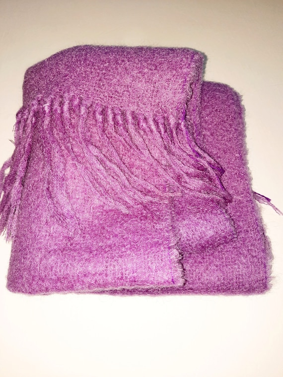 MOHAIR SCARF Blanket Scarf Pink Purple Lilac Wool