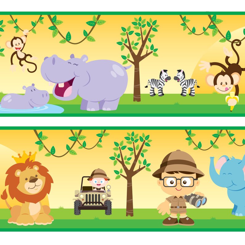 Safari Wallpaper Border Fabric Wall Decal Kids Wallpaper Etsy