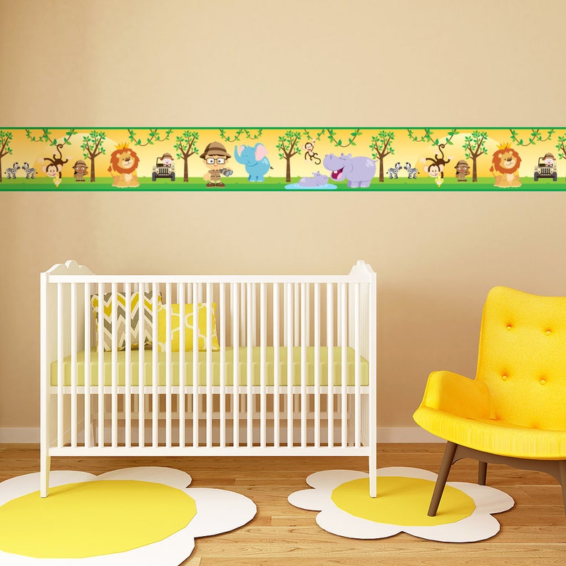 Safari Wallpaper Border Fabric Wall Decal Kids Wallpaper Etsy