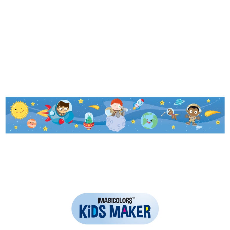 Space Wallpaper Border Fabric Wall Decal Kids Wallpaper Etsy