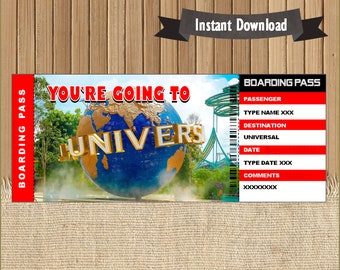 Universal Studios Surprise Trip, Ticket Gift, Surprise Trip to Universal Studios, Editable text, Type, INSTANT DOWNLOAD