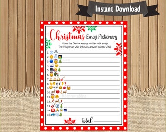 Christmas Songs Emoji Pictionary Printable Christmas Games - Etsy