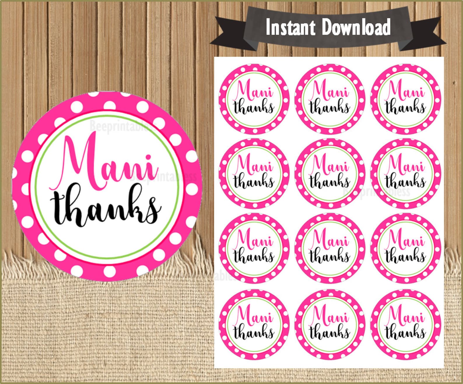 Mani Thanks Printable Tags