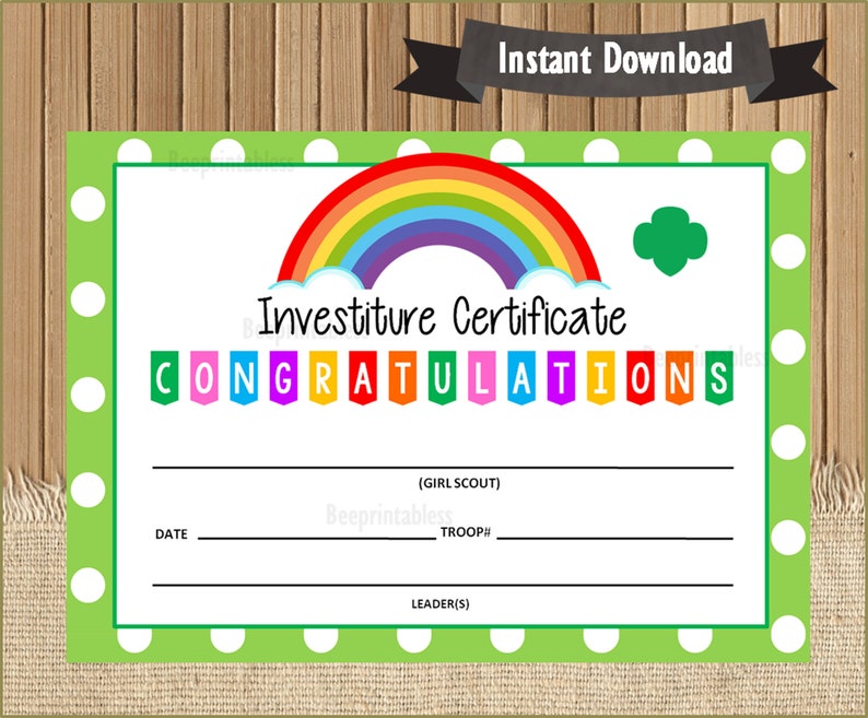 Girl Scout Investiture Certificate Girl Scout Certificate | Etsy