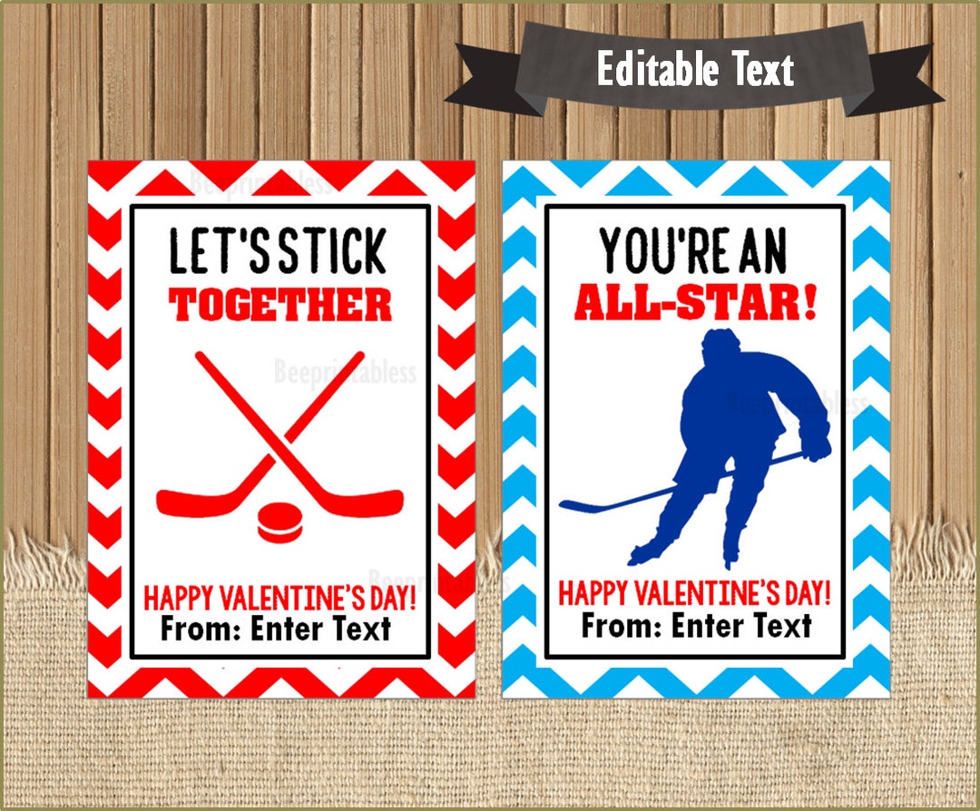 Hockey Valentine Cards, Printable Hockey Valentine, School Valentines