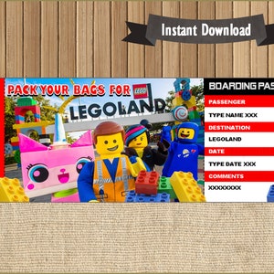 Surprise Trip Ticket to Land Park Theme Park Guide, Boarding Pass, Orlando Ticket, Editable File Personalize with Adobe Reader!