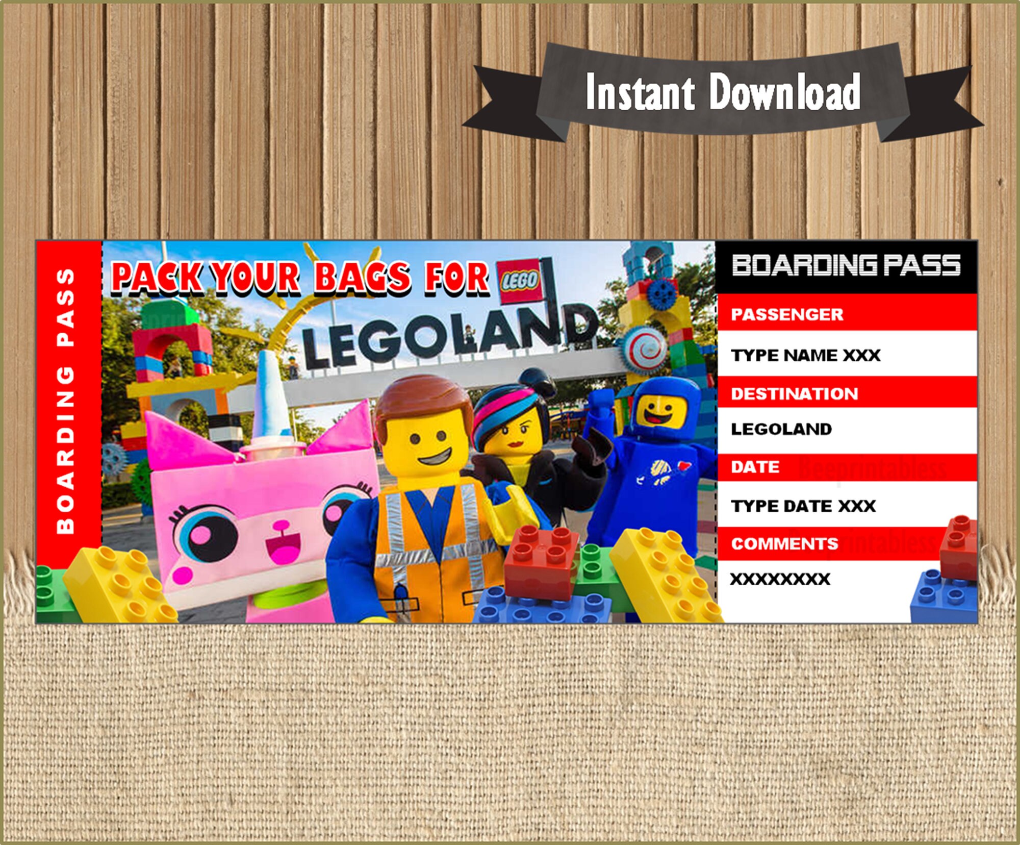 Editable LEGOLAND Boarding Pass Template PDF Legoland 42 OFF