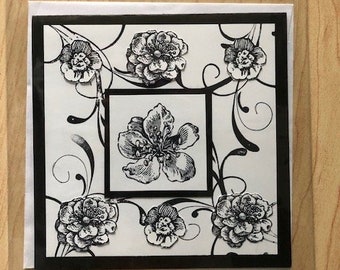 Flowers, Cards, Black and White,  Greeting Card