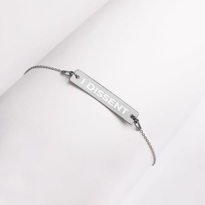 rbg fan gift Ruth Bader Ginsburg Rose Gold Bar Chain Bracelet I Dissent Engraved Silver Notorious rbg Gold rbg gift for student lawyer