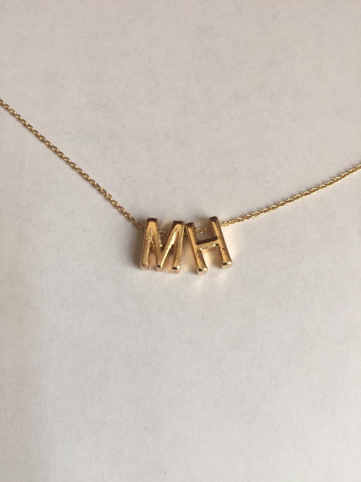 Two Tiny Letter Necklace Gold Initial 