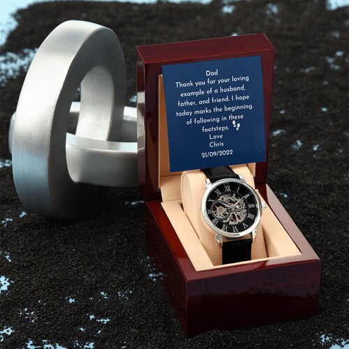 Personalize Father shops of the Groom Wedding gift Wedding Thank You Gift Wedding Keepsake Gift For Dad Wedding Morning Gift Openwork custom watch