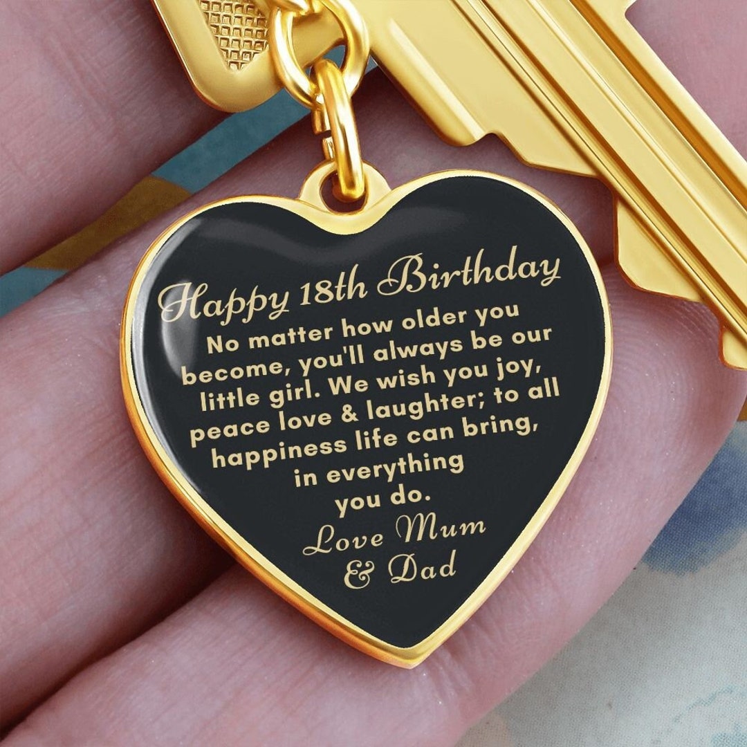 Happy 18th Birthday Gift Girl Engraved Keychain Personalized Etsy