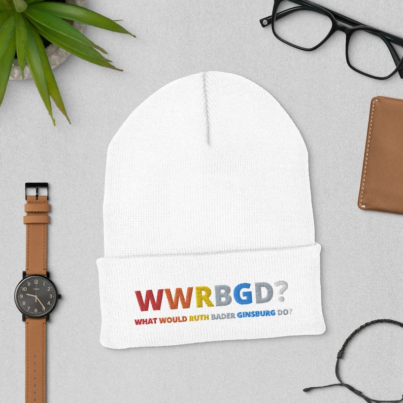 Retro rbg hat Ruth Bader Ginsburg hat Notorious rbg I dissent rbg fan gift WWRBGD? What Would Ruth Bader Ginsburg do? Cuffed Beanie hat