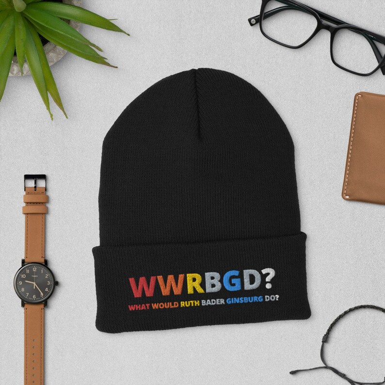 Retro rbg hat Ruth Bader Ginsburg hat Notorious rbg I dissent rbg fan gift WWRBGD? What Would Ruth Bader Ginsburg do? Cuffed Beanie hat