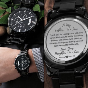 father in law Groom wedding gift Engraved Watch For Men Gift Father In Law father of the groom gift from bride father in law