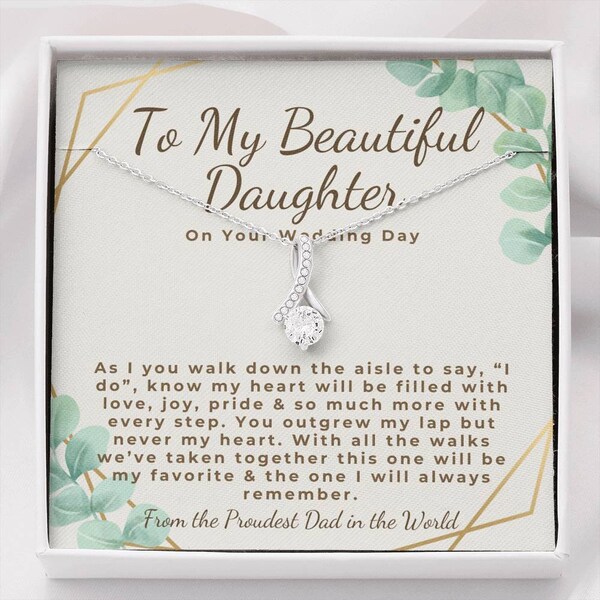 father of bride gift to daughter bride wedding gift from dad for daughter wedding day gift, bride wedding necklace, gift for bride from dad