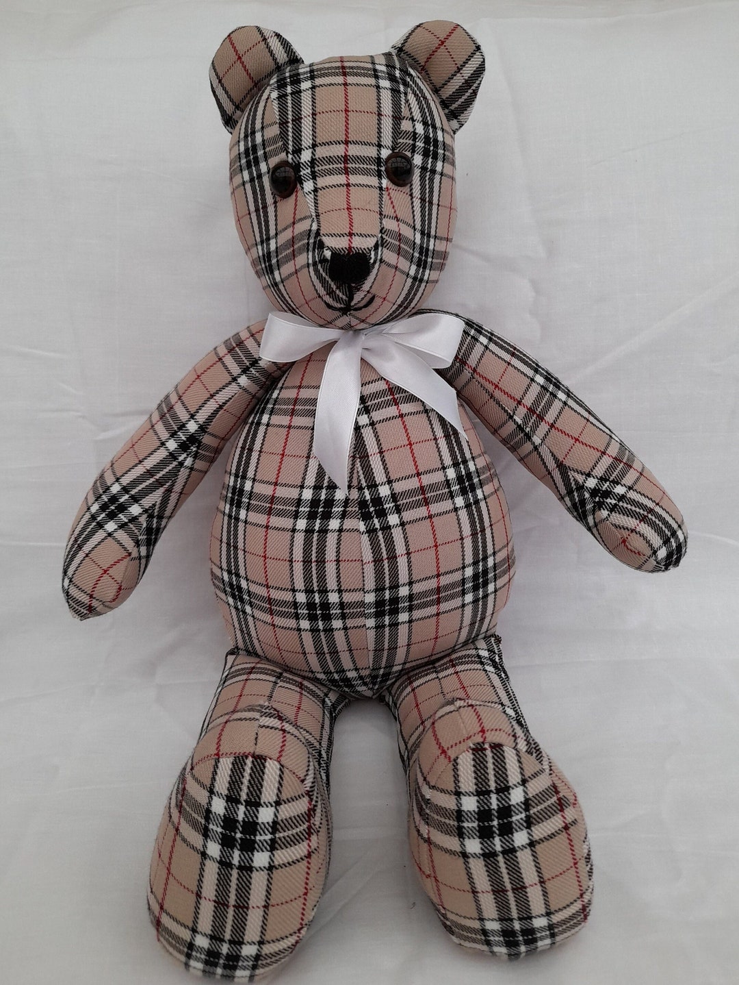 Handmade Tartan Teddy Bear: Beige Plaid Stuffed Animal - Etsy