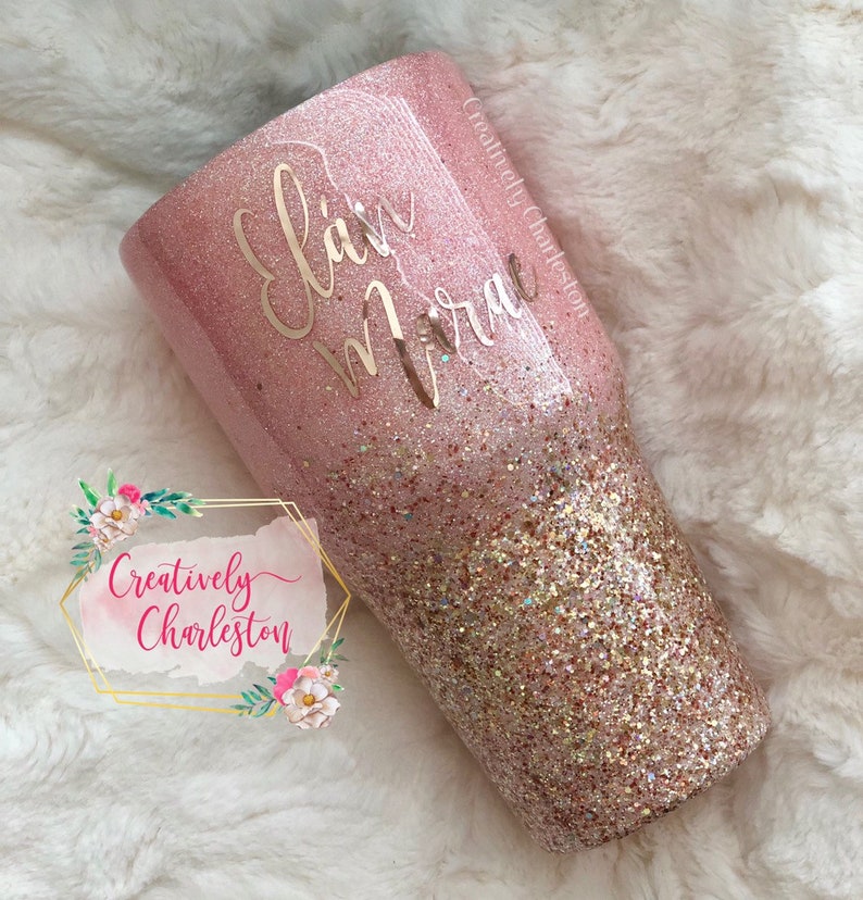 Pink and Gold Glitter Tumbler | Glitter Dipped Tumbler | Stainless Steel Tumbler | Personalized Glitter Tumbler | Personalized Tumbler 