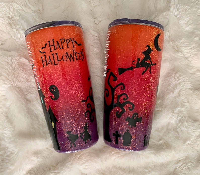 Halloween Glitter Tumbler Halloween Gifts Trick or Treat Etsy