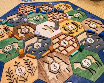 Minimalist Wooden Board for Settlers Game - Stained Birch Plywood