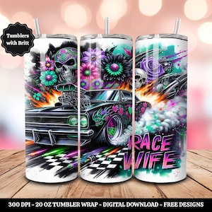 Race Wife 20oz Sublimation Tumbler Design, Race Car png, Racing PNG, Straight Skinny Tumbler Wrap, Digital Download PNG, 9.2&quot; x 8.3&quot; Design