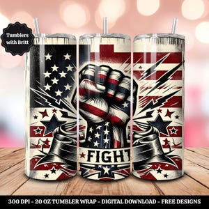 Fight 20oz Sublimation Tumbler Design, 2024 Election Design, Trump PNG, Patriotic Design, Straight Skinny Tumbler Wrap, Digital Download PNG