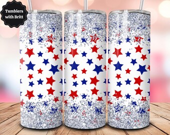 4th of July 20oz Sublimation Tumbler Design, Patriotic Print, Stars, Straight Skinny Tumbler Wrap, Digital Download PNG, 9.2&quot; x 8.3&quot; Design