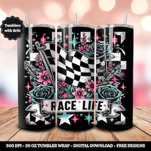Race Life 20oz Sublimation Tumbler Design, Race Car png, Racing PNG, Straight Skinny Tumbler Wrap, Digital Download PNG, 9.2&quot; x 8.3&quot; Design