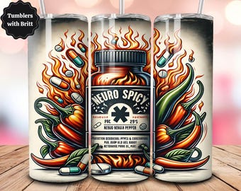 Neuro Spicy 20oz Sublimation Tumbler Design, Neurodivergent PNG, Straight Skinny Tumbler Wrap, Digital Download PNG, 9.2" x 8.3" Design
