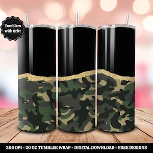 Camofluage Glitter 20oz Sublimation Tumbler Design, Hunting Print, Straight Skinny Tumbler Wrap, Digital Download PNG, 9.2&quot; x 8.3&quot; Design