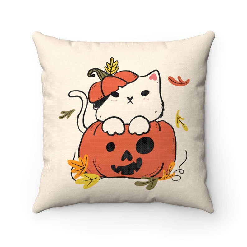 Creepy Cute Cat in Pumpkin Halloween Pillow Covers Happy Etsy