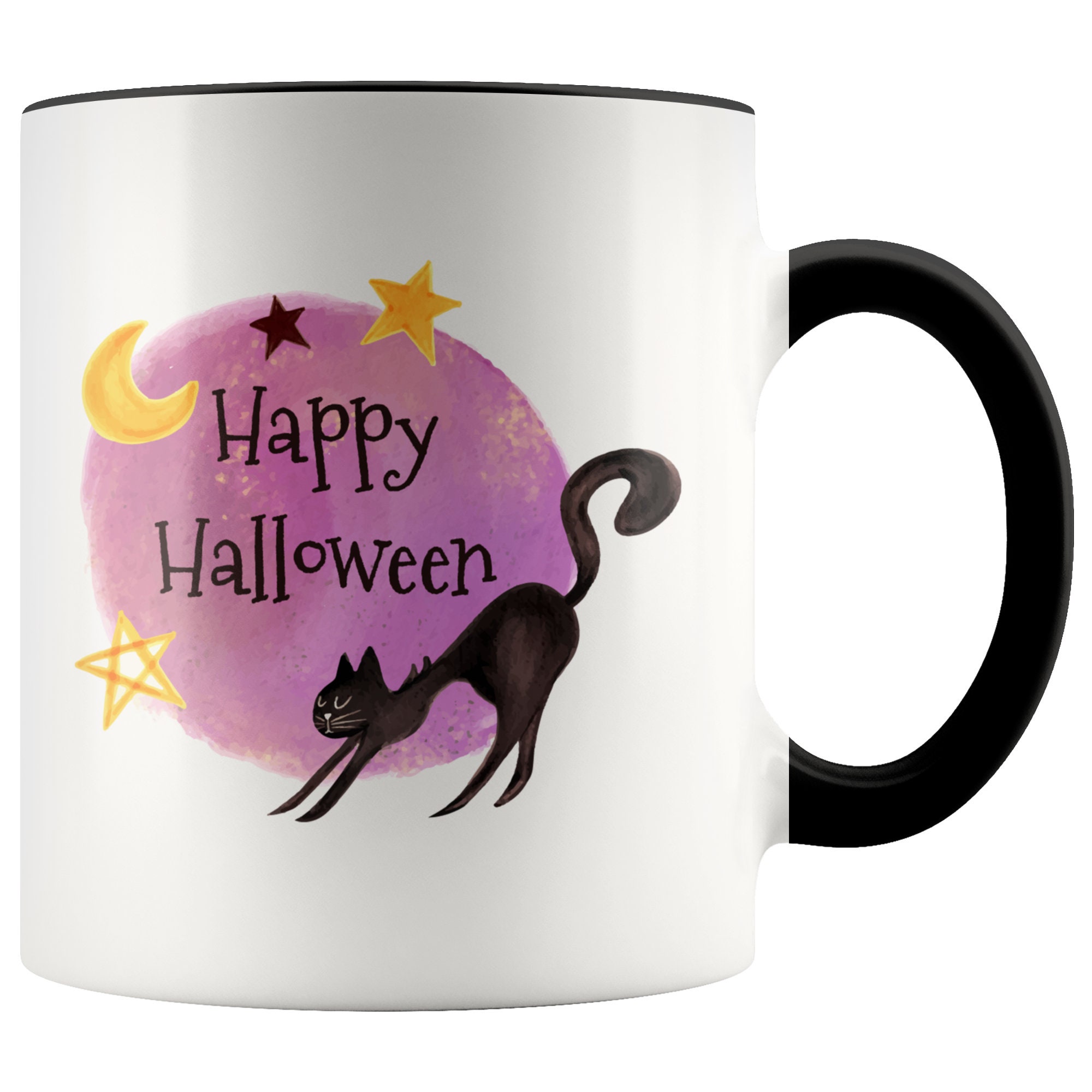Happy Halloween Mug Cute Halloween Cat Coffee Mug Halloween Etsy