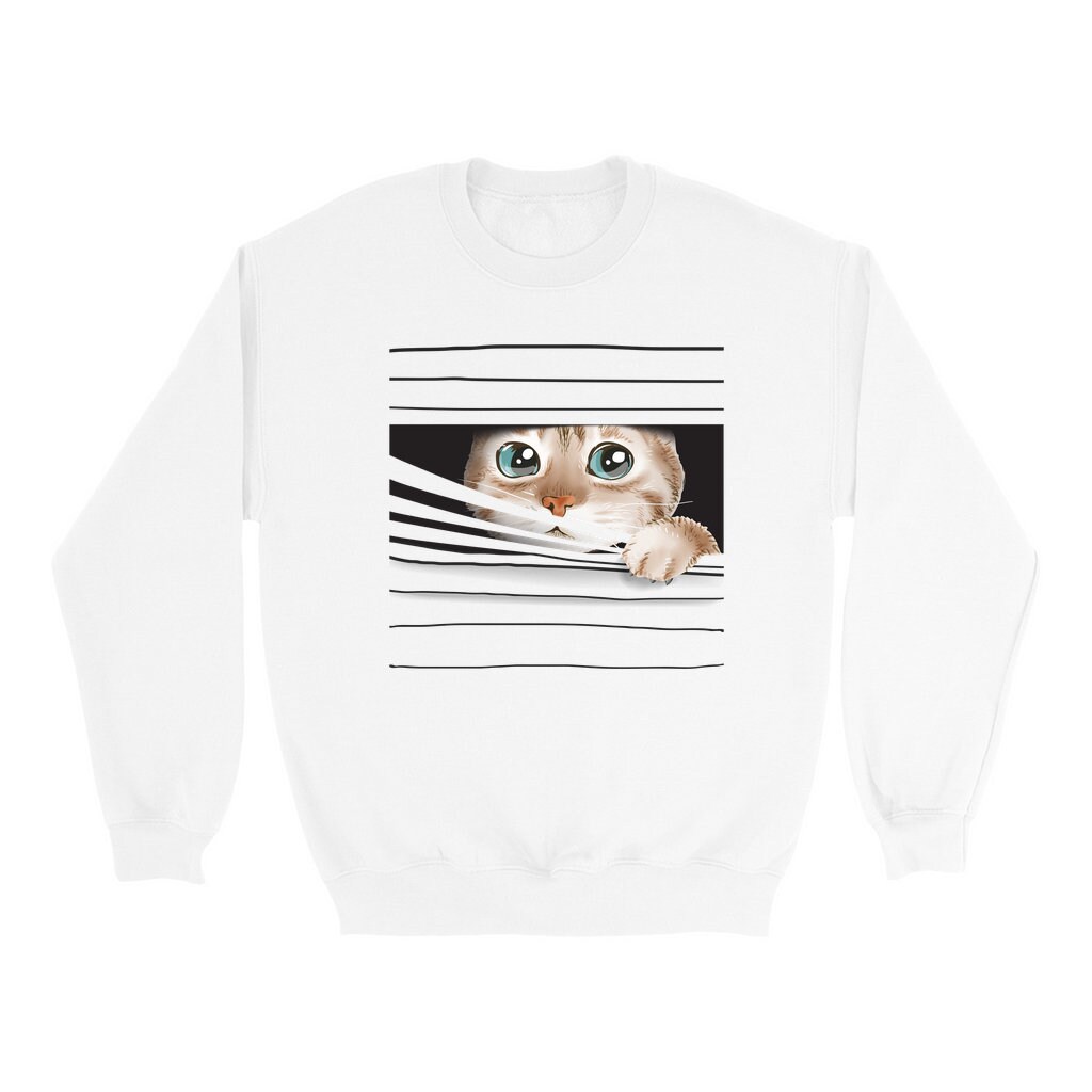 Peeking Cat Sweatshirt, Cute Cat Shirt, Funny Cat Sweater, Kitty Cat ...