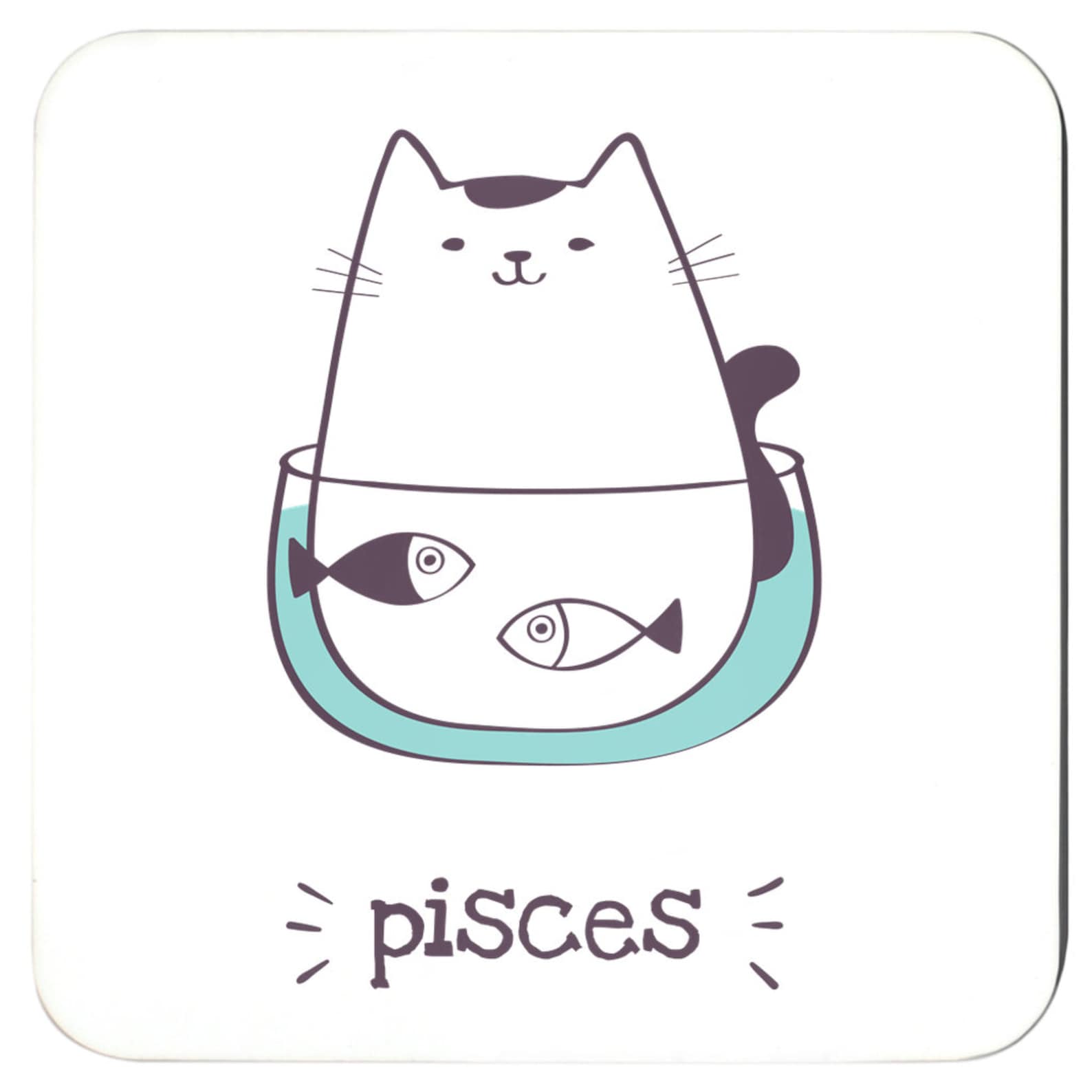 Cat Horoscope Signs Coaster Set of 6 Zodiac Cat Cute Etsy