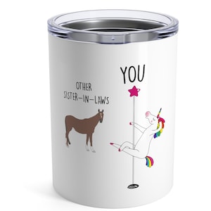 Sister In Law Birthday Gift, Funny Tumbler Cup, Unicorn Pole Dancer, Travel Coffee Mug, Personalized Custom Name