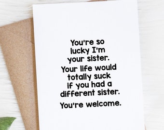 Brother Birthday Card From Sister, Funny Gift For Sibling