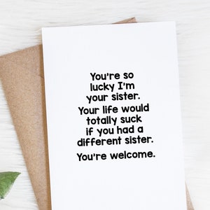 Brother Birthday Card From Sister, Funny Gift For Sibling