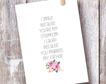 Stepmom Card, Funny Mother's Day Card, Stepmother Gift From Stepdaughter