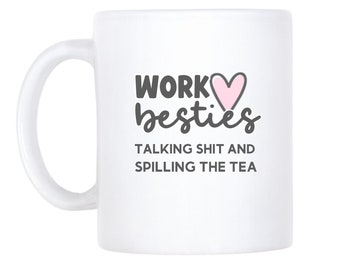 Work Bestie Gift, Funny Coffee Mug For Female Coworker, Personalized Name Custom Photo Cup