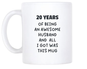 20th Anniversary Gift For Husband, Funny 20 Year Anniversary, Personalized Custom Photo Cup For Twentieth Year Wedding Anniversary
