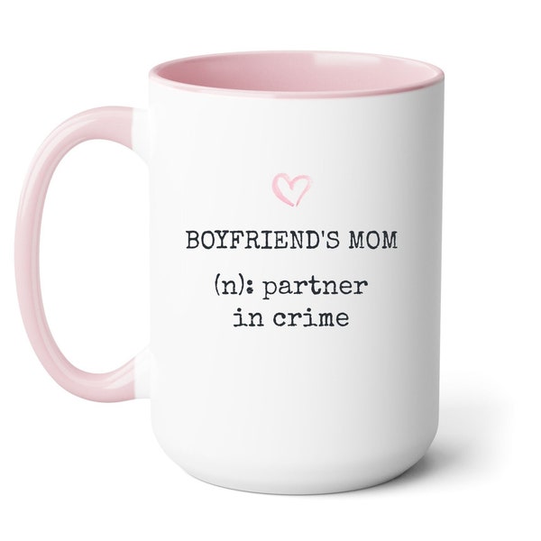 Boyfriend's Mom Gift, From Son's Girlfriend, Funny Mug, Mother's Day, BF Mom Birthday, Like A Mom To Me, Custom Name Photo, Pink Handle Cup