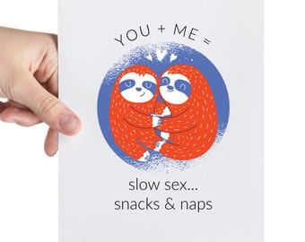 Husband Card, Funny Valentines Day Gift, Birthday Card, Anniversary Card, Sloth Gifts